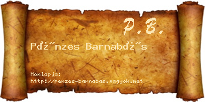 Pénzes Barnabás névjegykártya
